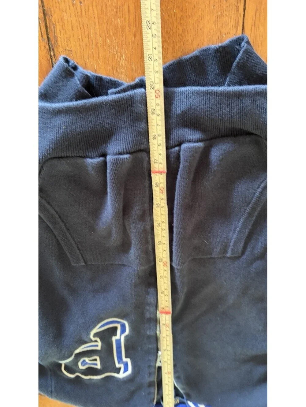 Polo Ralph Lauren Letterman Varsity Sweater Zip Stripe Cuffs Navy Blue  Sz 14/16